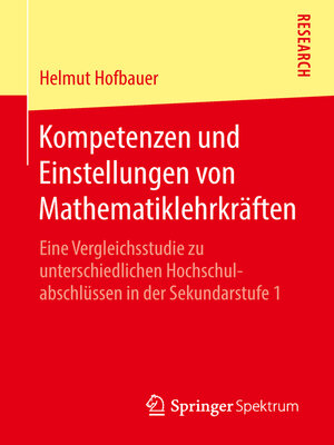 cover image of Kompetenzen und Einstellungen von Mathematiklehrkräften